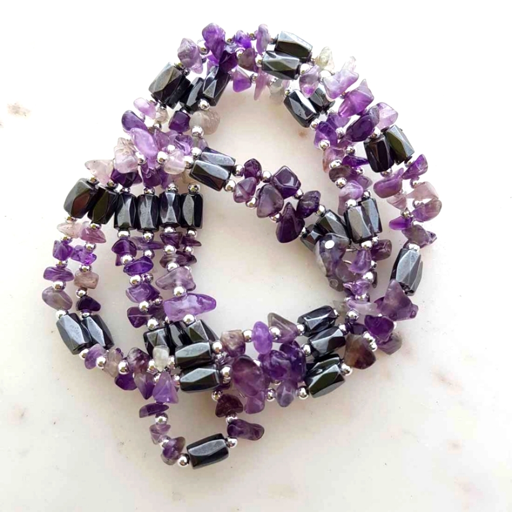 4/$50⭐️Amethyst & Magnetic Hematite Strand
